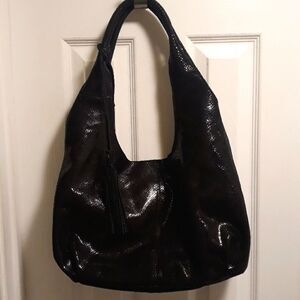 Maxine Couture black leather hobo bag